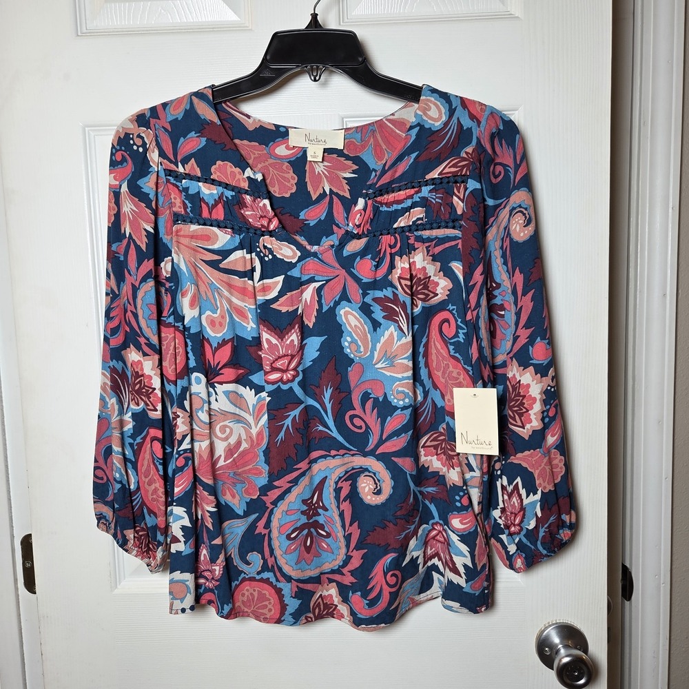 Nurture by westbound sz S paisley floral top NWT 100% rayon boho garden feminine